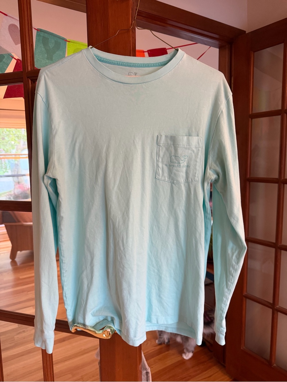Vineyard Vines Men’s Long Sleeve Pocket Tee in Mint Blue